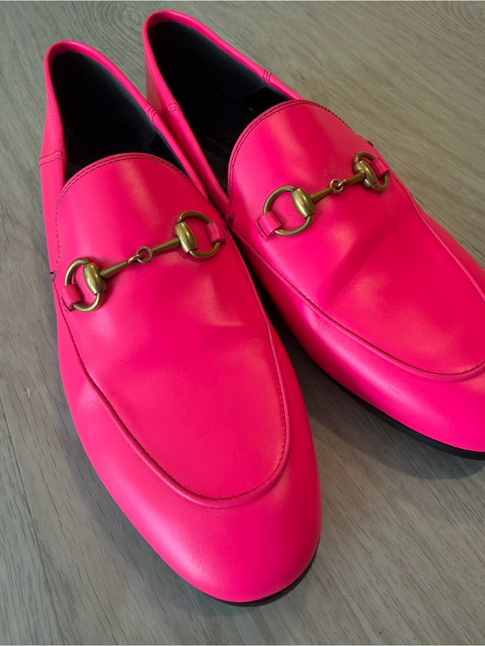 Gucci Hot Pink Leather Horsebit Loafers - Picture 3 of 5